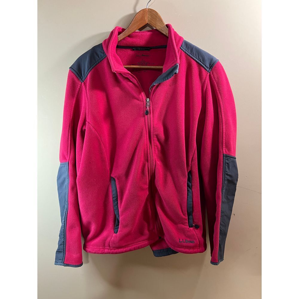 L.L.Bean Pink Fleece Full Zip Jacket with Gray Trim Outdoor Activewear Size L